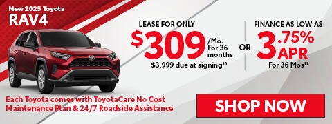 2025 Toyota RAV4 Lease For $309/Mo For 36 Months $3,999 Down OR Finance With 3.75% APR For 36 Months